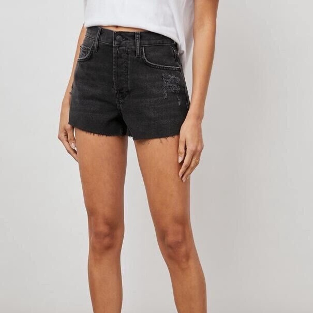 RAILS The Fairfax High Rise Cut Off Denim Shorts in Ash Black Women's 26